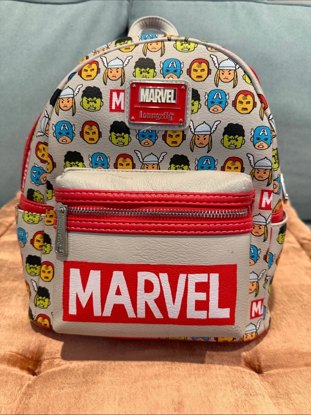 Loungefly Marvel Mini Backpack in Beige, Red & Multicolor